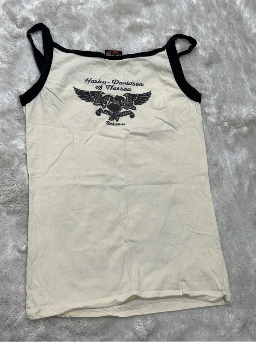 Rare Y2K Harley-Davidson Women's White Graphic Tank with Black Trim - Picture 6 of 7